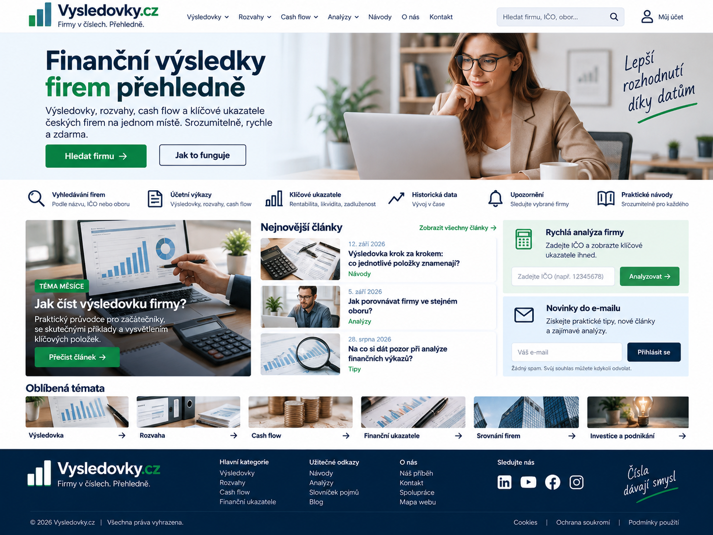 Ilustrační návrh finančního portálu Vysledovky.cz